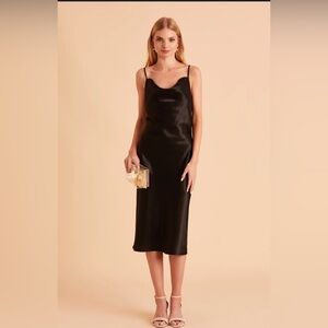 Birdy Grey Lisa Black Midi Slip Dress Formal Lined